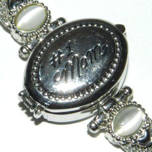 Women's P Logo Watch #1 Mom Bracelet Mother of Pearl in Silver Tone Very Rare!